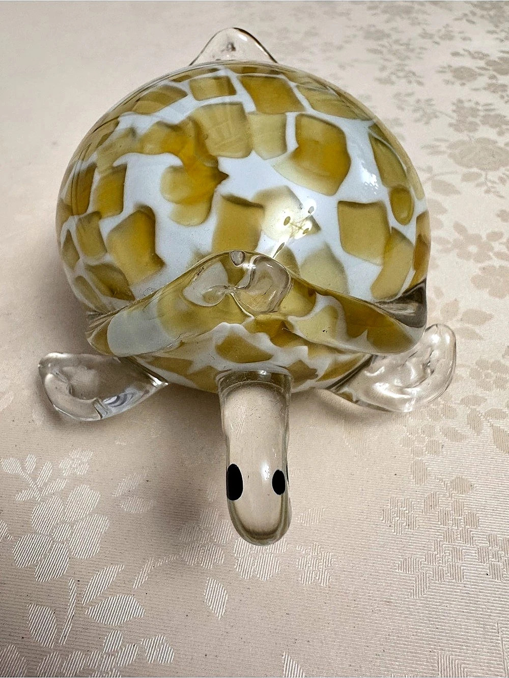 Lenox  Friend in the Forest Art Glass Turtle Figurine in Yellow & White